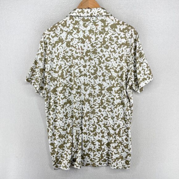MICHAEL KORS Shirt Men L Golf Polo Short Sleeve Floral Camo Performance Olive - Picture 6 of 13